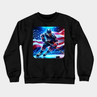 American Man Ice Hockey Player #4 Crewneck Sweatshirt